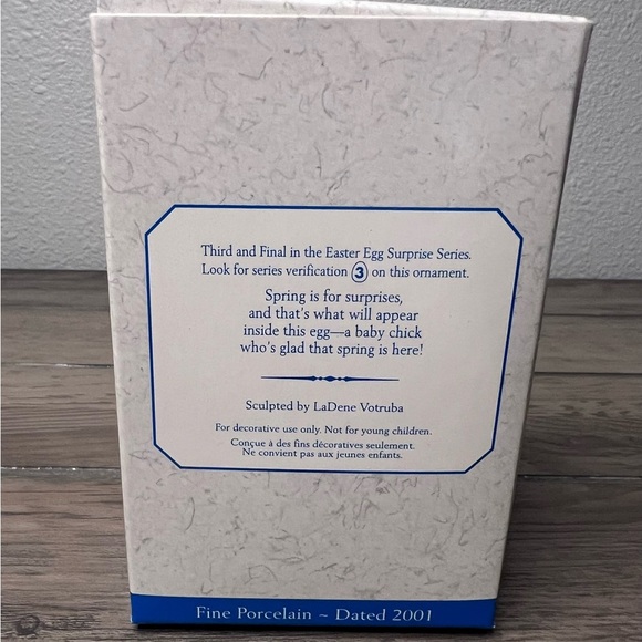 HALLMARK NIB 2001 EASTER EGG SURPRISE “Chick” #3 FINE PORCELAIN SPRING ORNAMENT - Picture 8 of 8